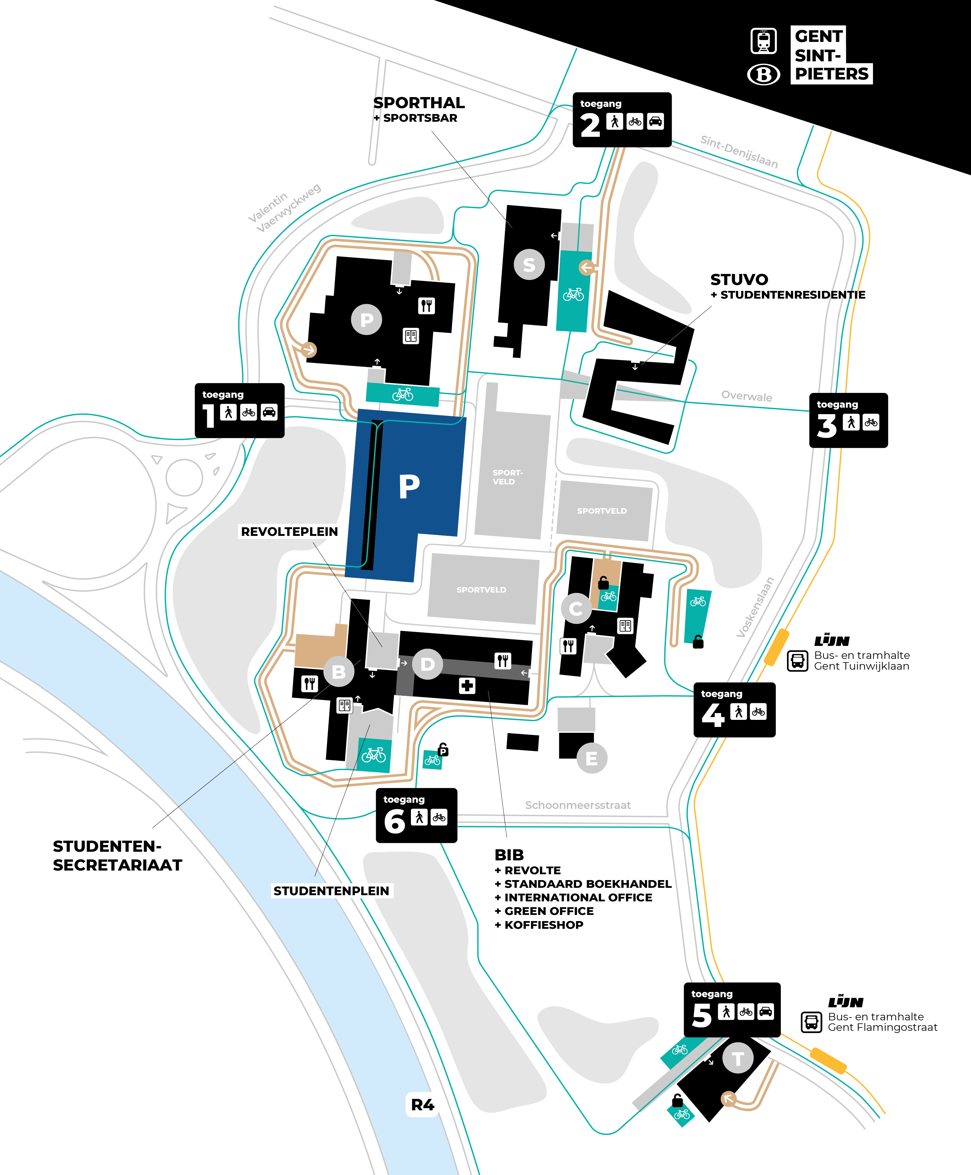 Plan of map plattegrond campus Schoonmeersen