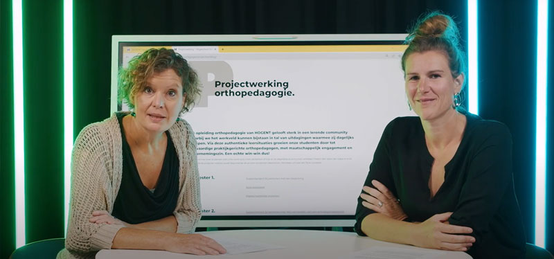 screenshot video projectwerking met twee vrouwen aan tafel